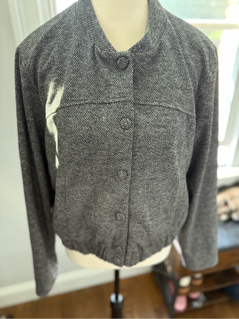 Autres Filles Classic Grey Tweed Bomber Jacket -Size Large